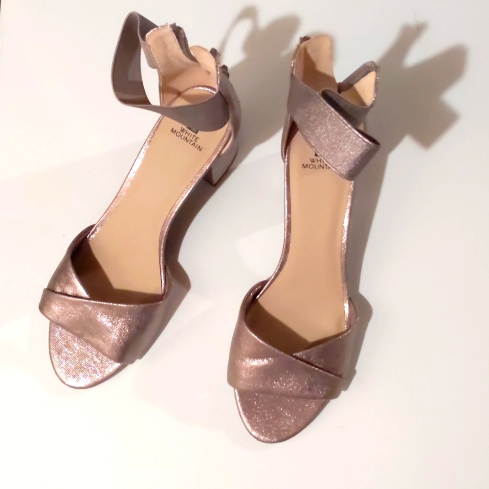 White Mountain Silver Metallic Chunky Heels